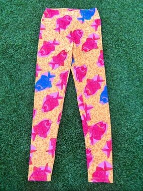 LuLaRoe Pink & Blue Fish Print Leggings